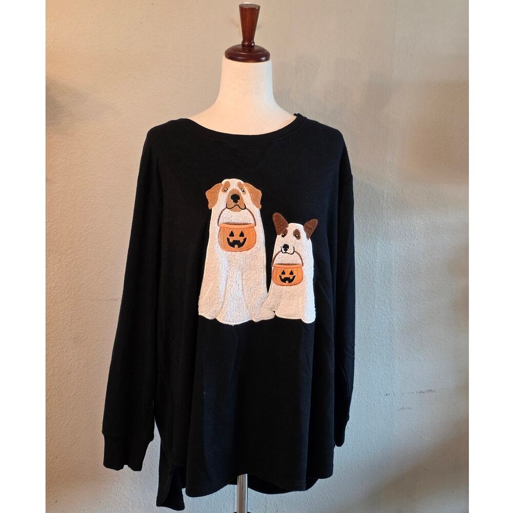 Jane + Delancey Women's Black Halloween Crewneck Sweatshirt SZ 2X Spooky